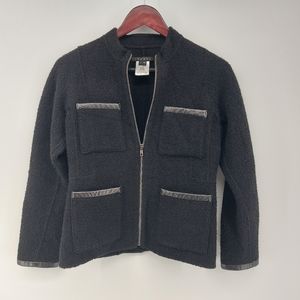 Theory Wool Blazer with lambskin Leather trim Size 4 Black